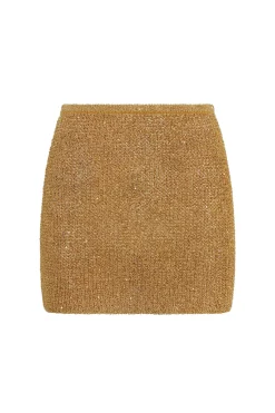 Monday Swimwear Cartagena Micro Skirt - Antique Gold Sequin Knit