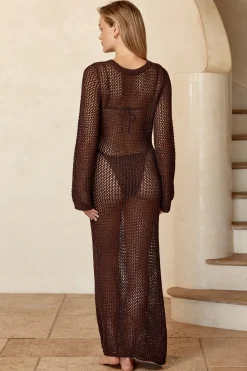 Monday Swimwear Cozumel Dress - Espresso Petit Crochet