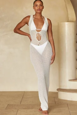 Monday Swimwear Monte Carlo Tie Dress - White Lace Crochet