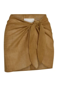 Monday Swimwear South Beach Sarong - Antique Gold Crinkle Linen