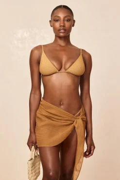 Monday Swimwear South Beach Sarong - Antique Gold Crinkle Linen