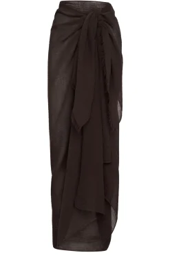 Monday Swimwear St. Tropez Sarong - Espresso Crinkle Linen